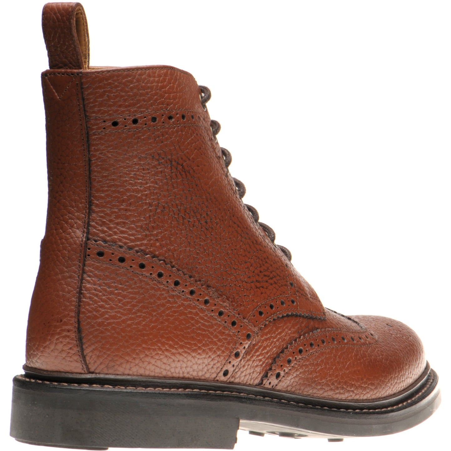Product image for Herring Buxton (Rubber) mens rubber-soled brogue boots in tan heavy grain