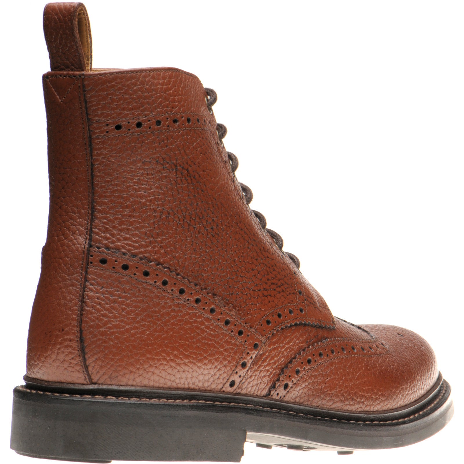 Product image for Herring Buxton (Rubber) mens rubber-soled brogue boots in tan heavy grain