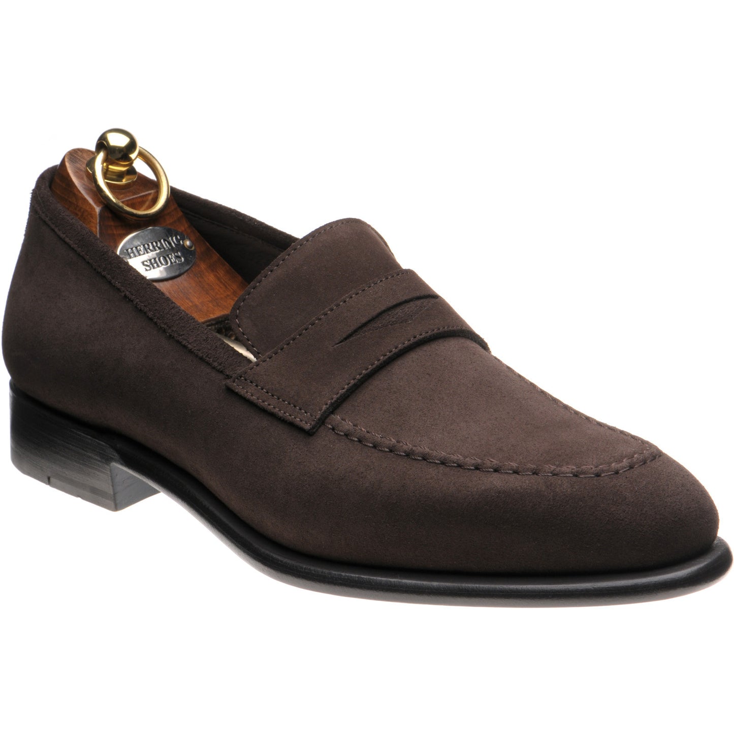 Product image for Herring Cadogan mens loafers in dark brown suede