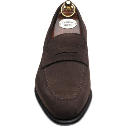 Product image for Herring Cadogan mens loafers in dark brown suede