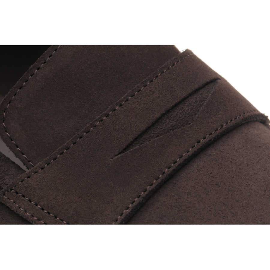 Product image for Herring Cadogan mens loafers in dark brown suede