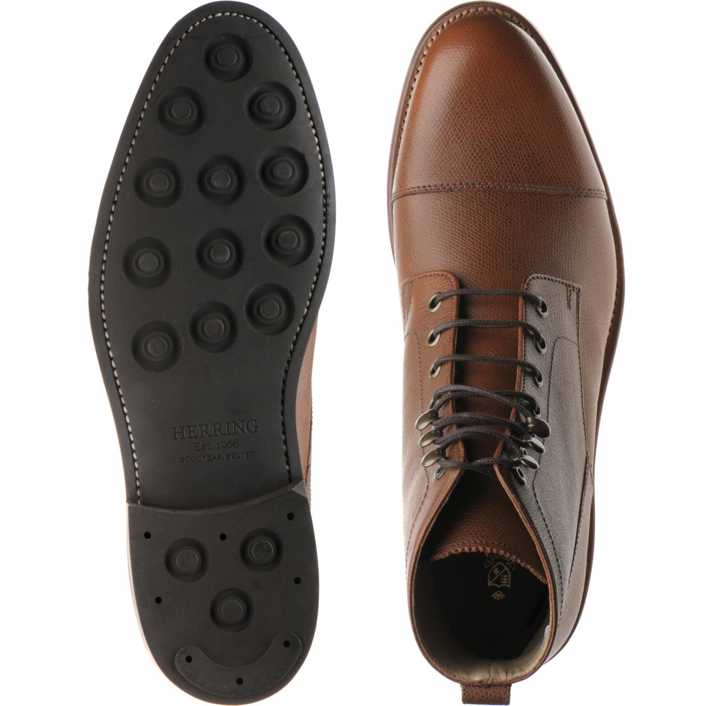 Product image for Herring Caldbeck Rubber mens rubber-soled boots in cognac grain calf (second)