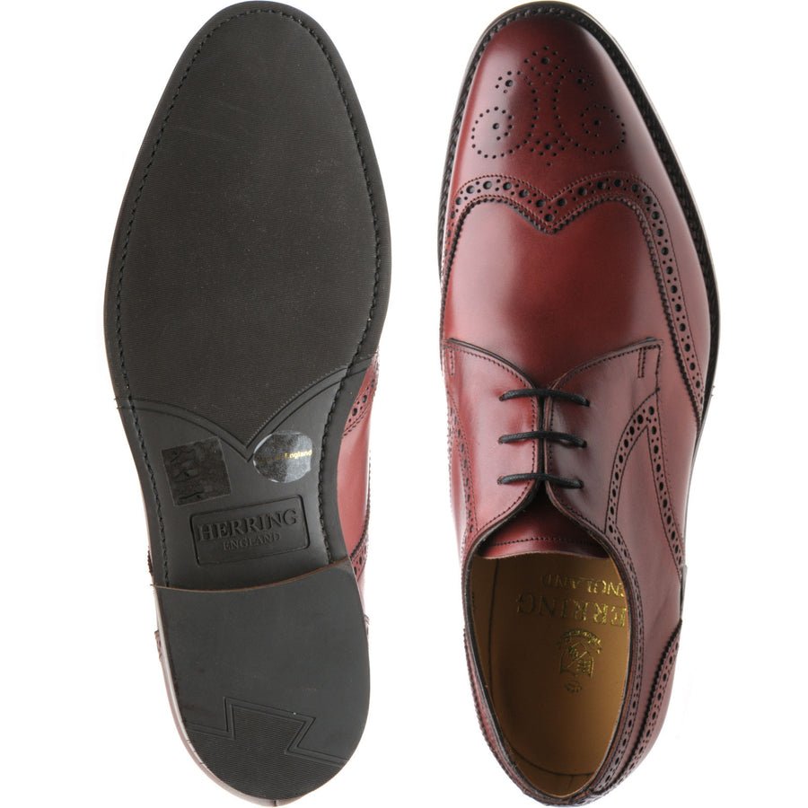Product image for Herring Calne mens rubber-soled brogues in cherry calf
