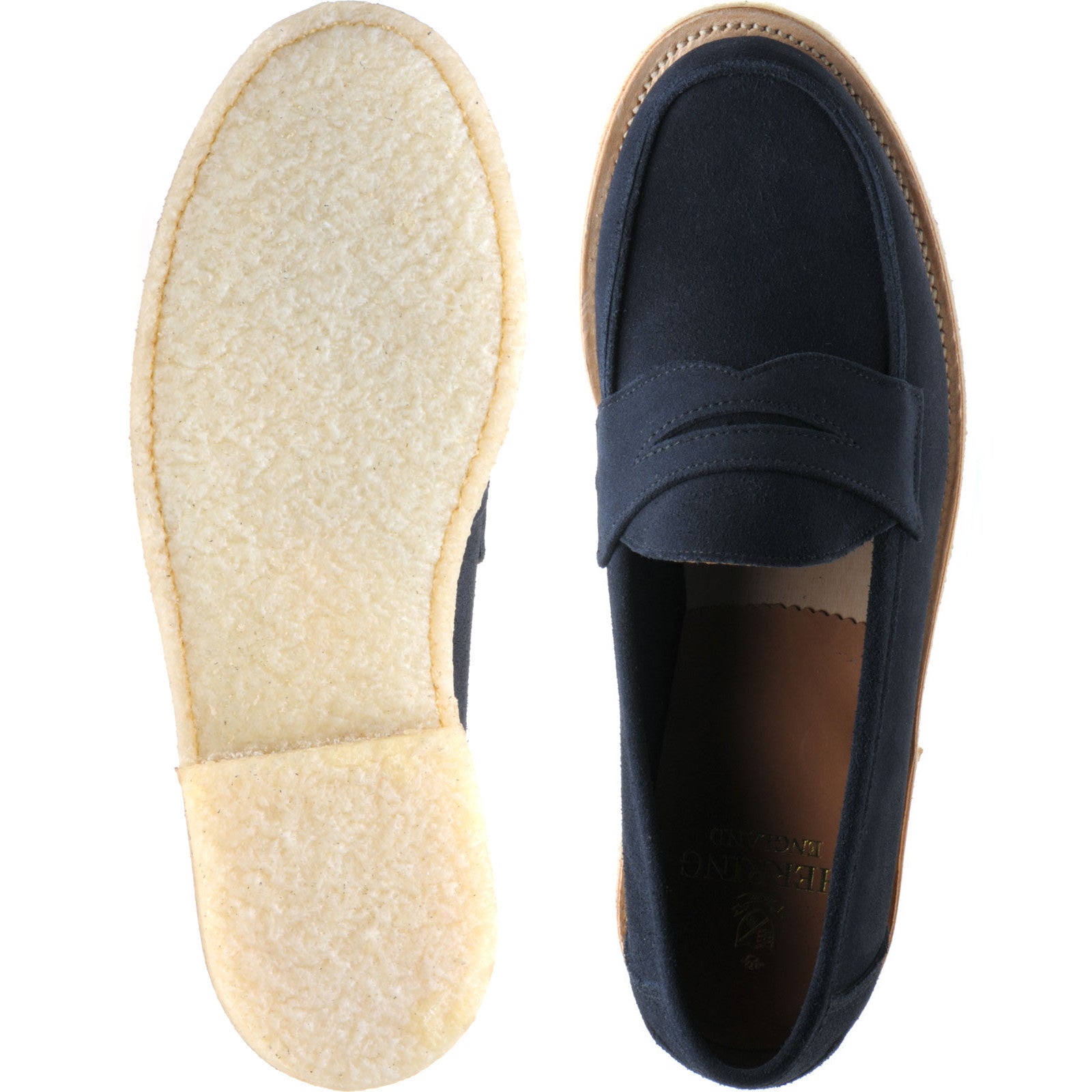 Product image for Herring Cannes mens rubber-soled loafers in navy suede