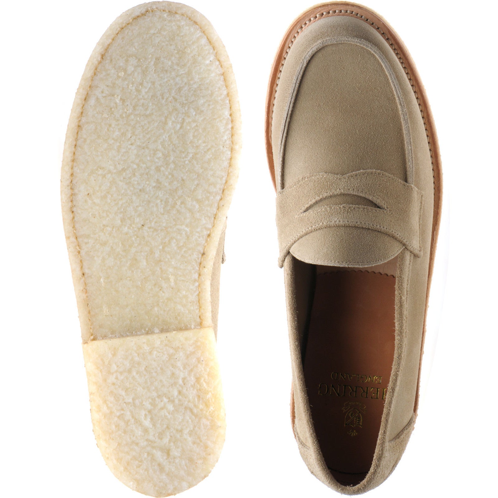 Product image for Herring Cannes mens rubber-soled loafers in sand suede