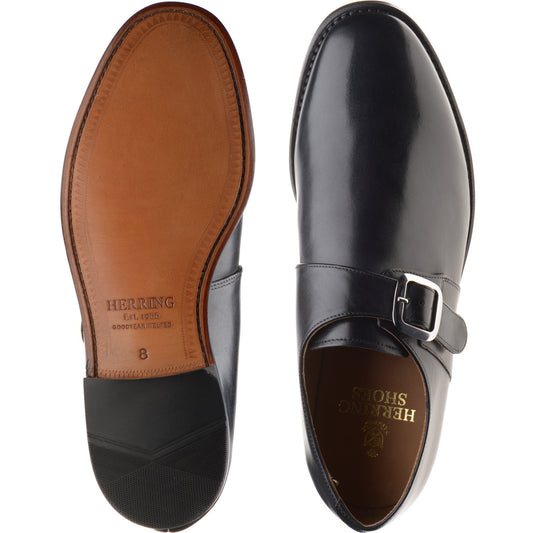 Product image for Herring Cardiff II mens monk shoes in black calf