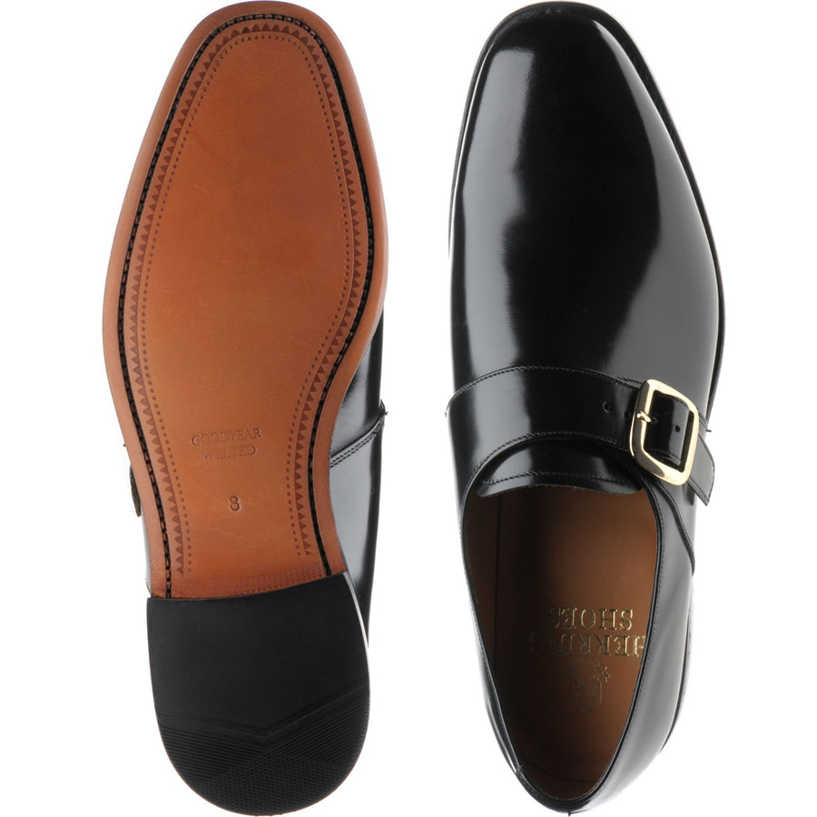 Product image for Herring Cardiff II mens monk shoes in black polished (second)