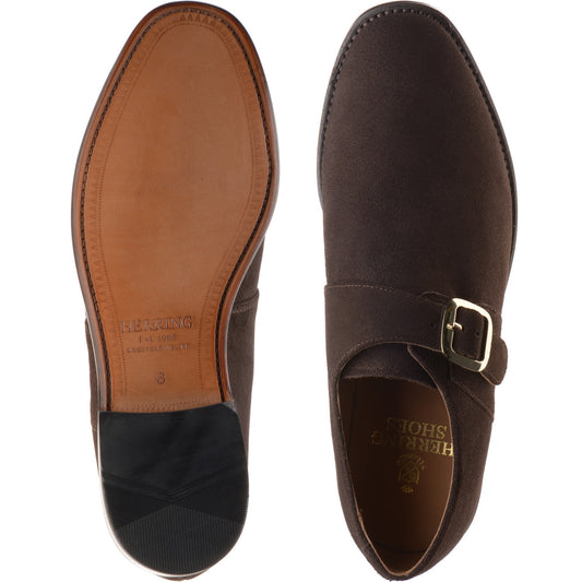 Product image for Herring Cardiff II mens monk shoes in brown suede