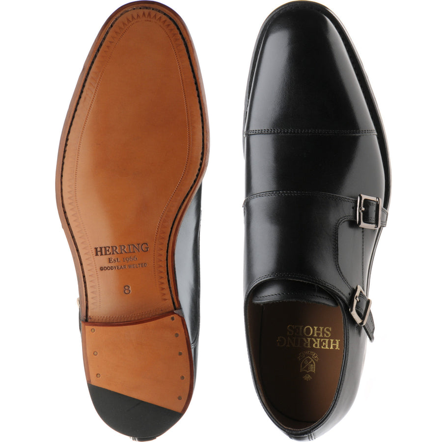 Product image for Herring Carlisle mens monk shoes in black calf (second)
