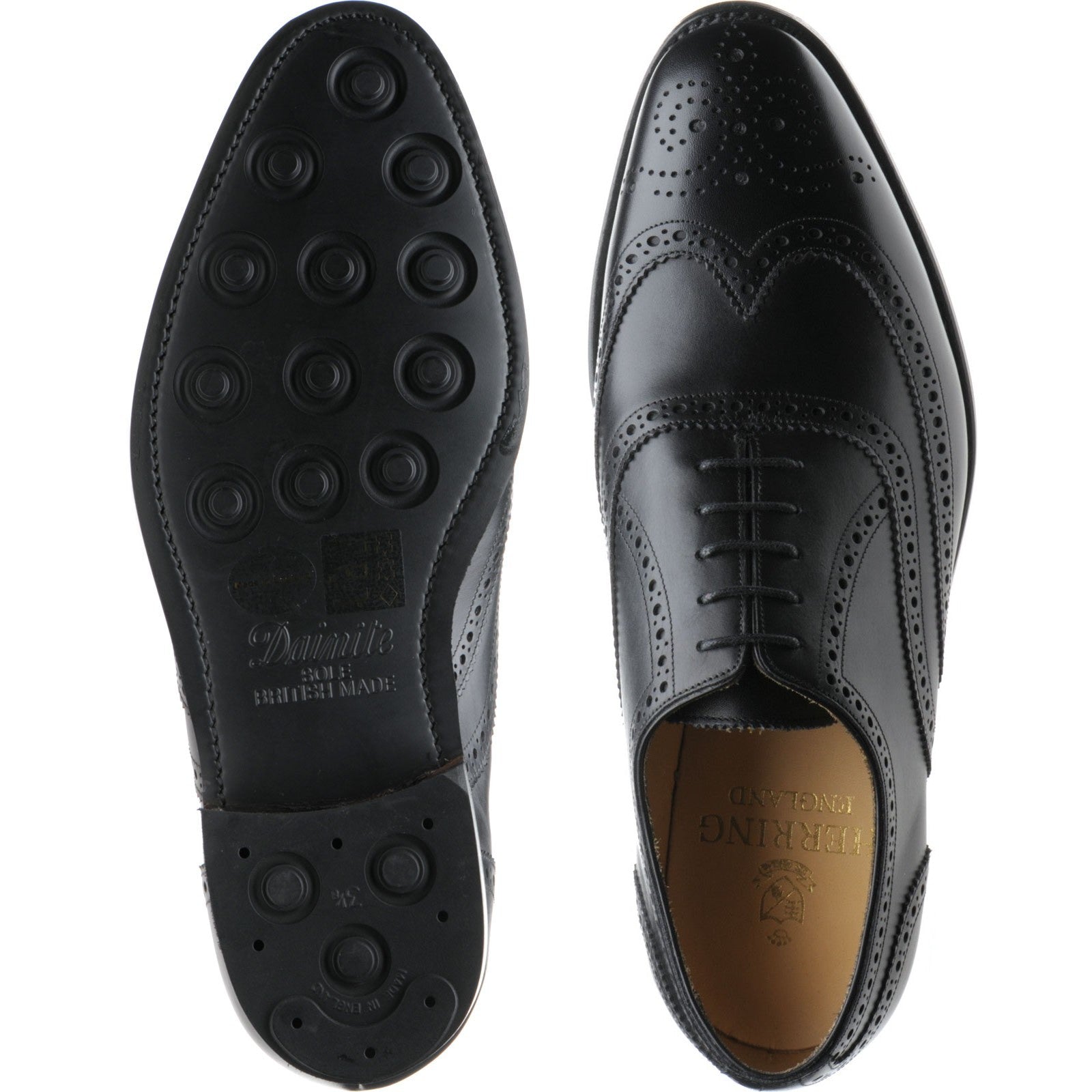 Herring Carnaby (Rubber) mens rubber-soled brogues in black calf