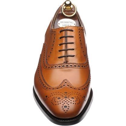 Product image for Herring Carnaby (Rubber) mens rubber-soled brogues in chestnut calf