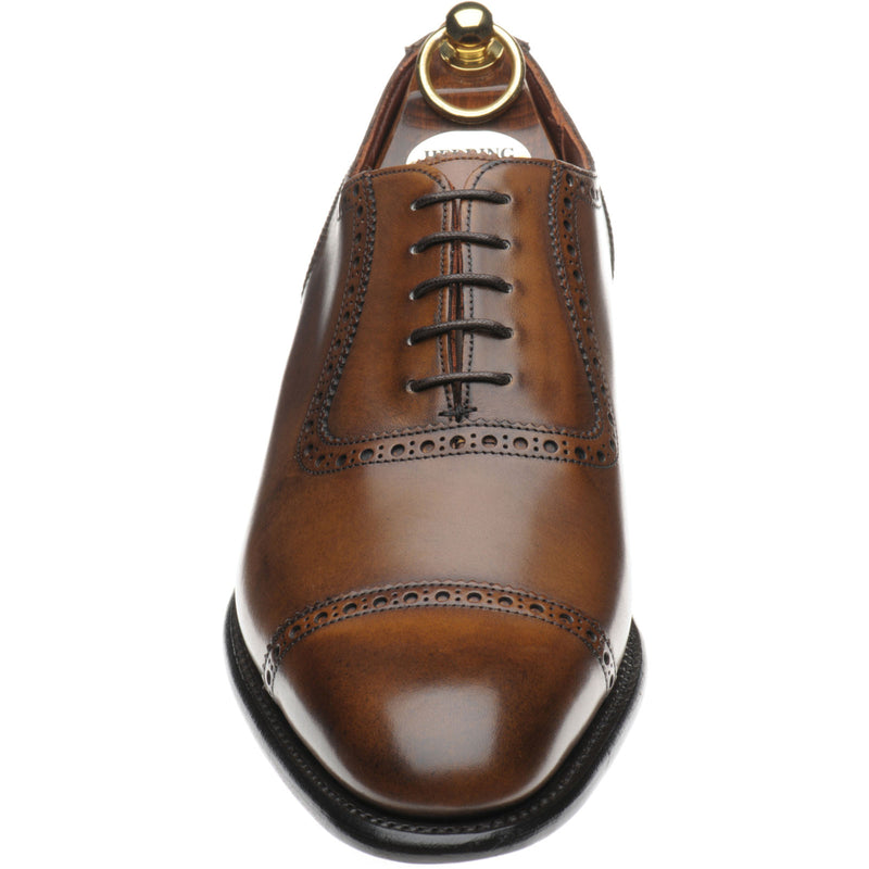 Product image for Herring Chamberlain mens semi-brogues in mahogany calf