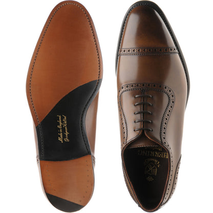 Product image for Herring Chamberlain mens semi-brogues in mahogany calf