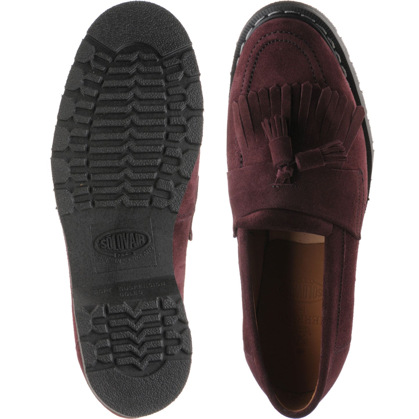 Product image for Herring Charlie ladies rubber-soled tasselled loafers in aubergine suede