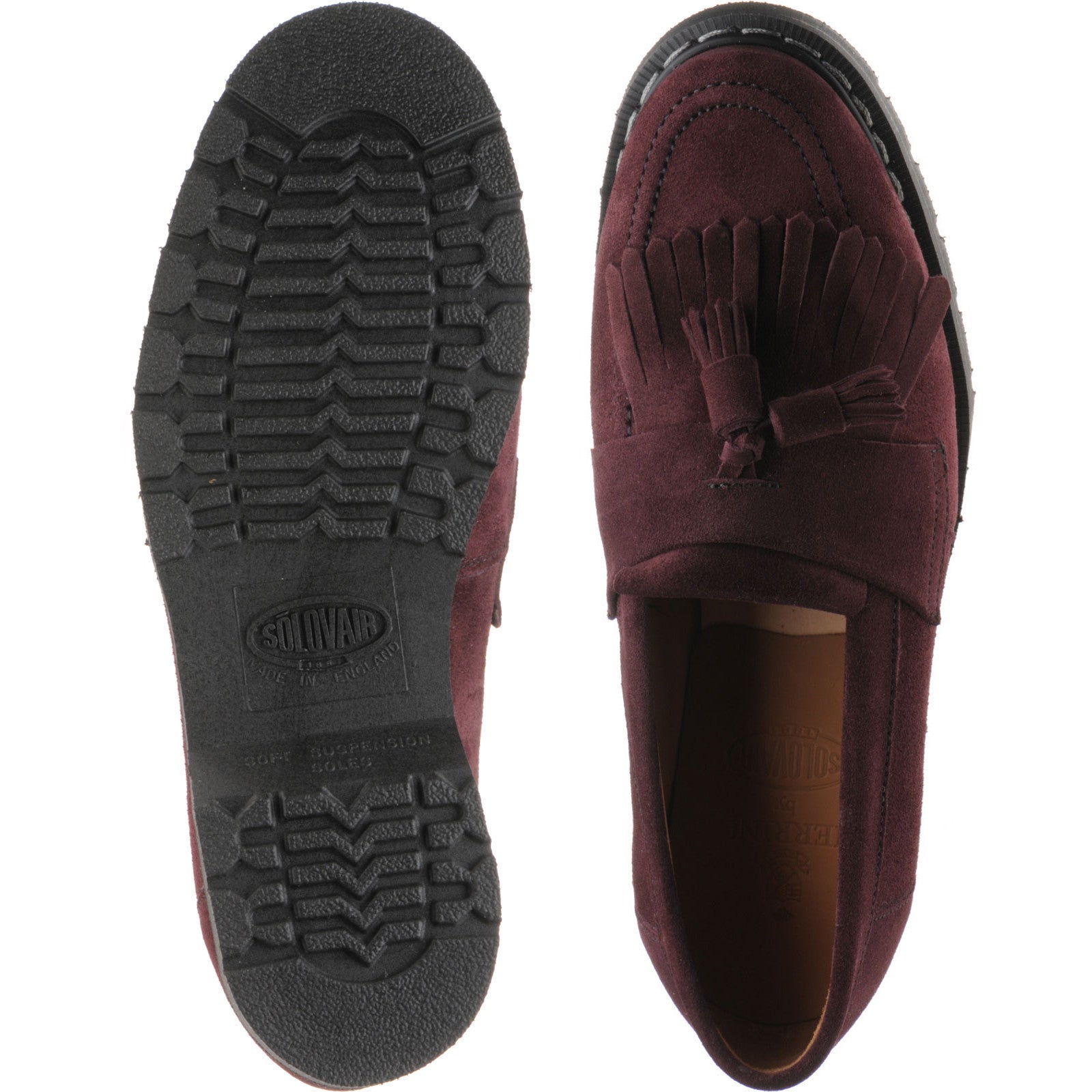 Product image for Herring Charlie ladies rubber-soled tasselled loafers in aubergine suede