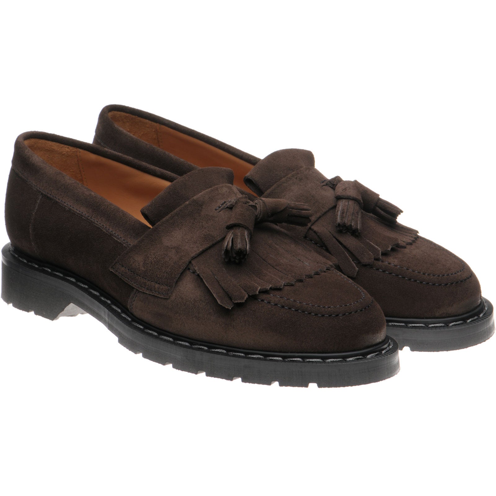 Product image for Herring Charlie ladies rubber-soled tasselled loafers in polo brown suede