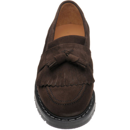 Product image for Herring Charlie ladies rubber-soled tasselled loafers in polo brown suede