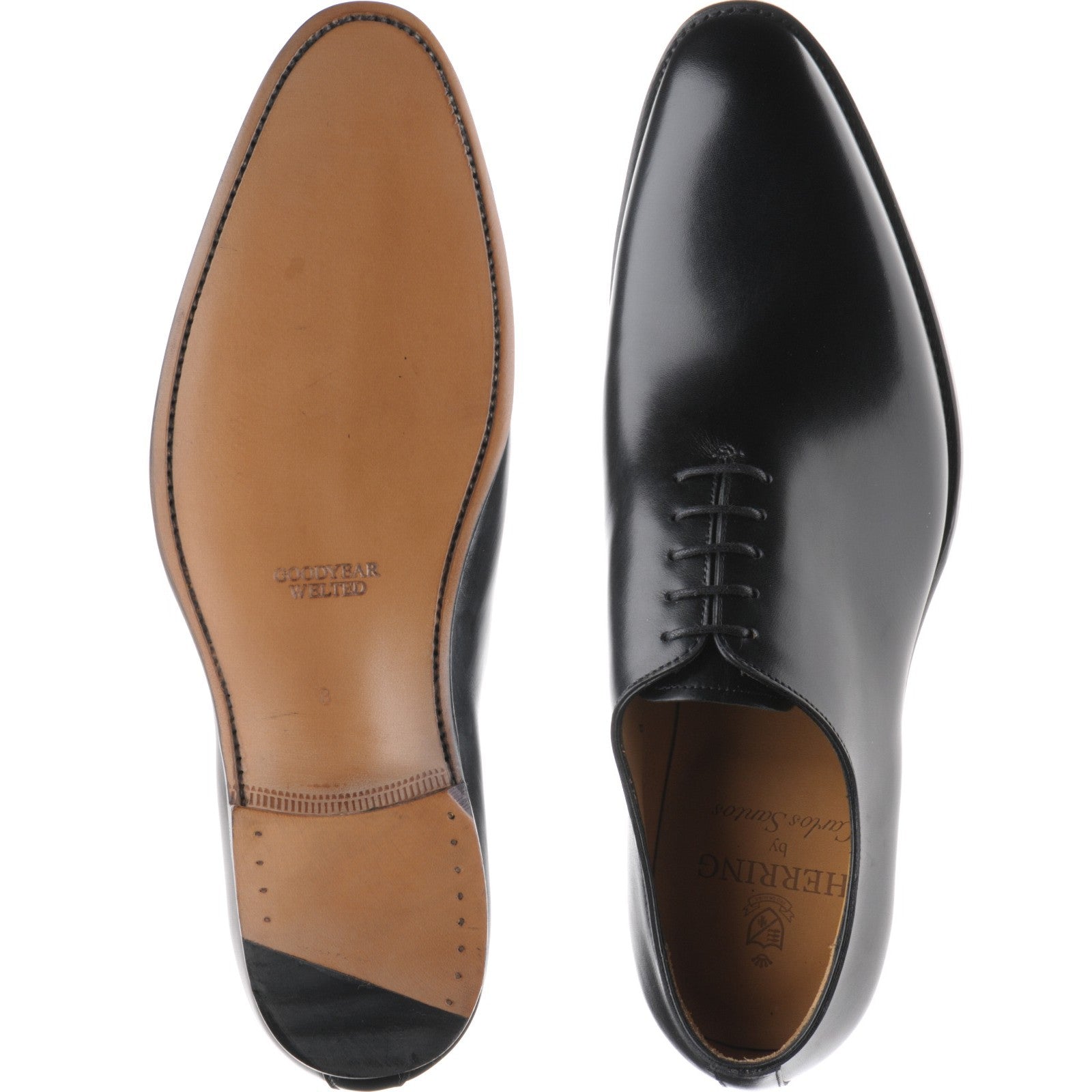 Product image for Herring Chaucer mens wholecuts in black calf (second)