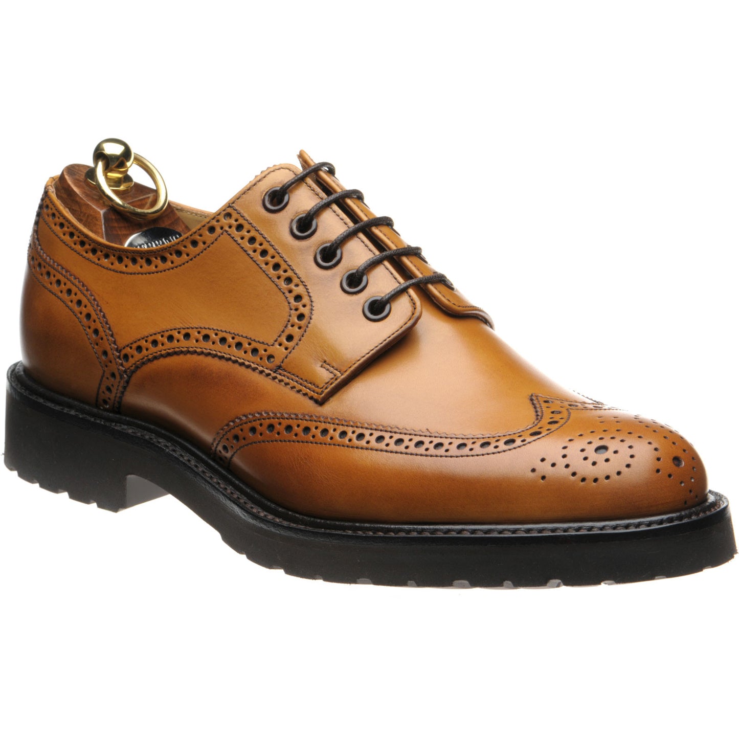 Product image for Herring Chippenham mens rubber-soled brogues in cedar calf