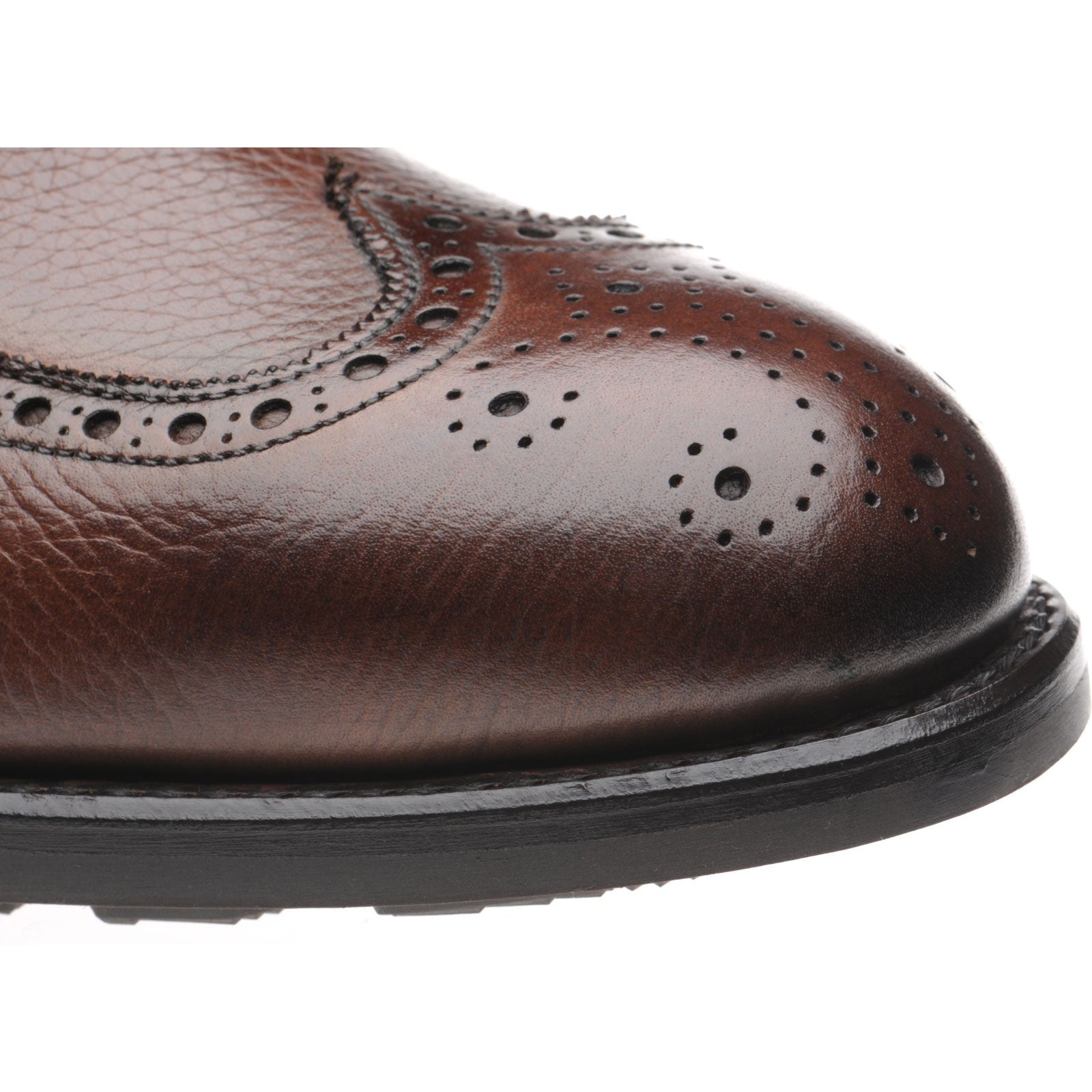 Product image for Herring Clark mens rubber-soled brogue Chelsea boots in brown grain