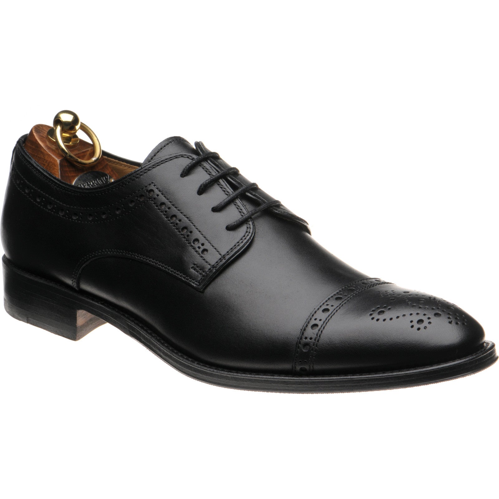 Product image for Herring Clifton mens hybrid-soled semi-brogues in black calf (second)