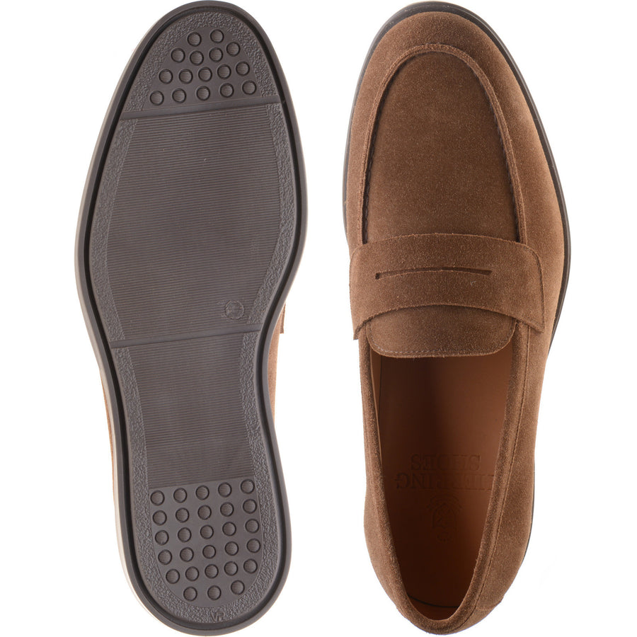 Product image for Herring Cole mens rubber-soled loafers in brown suede