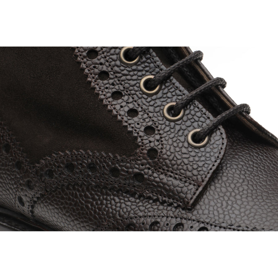 Product image for Herring Crosthwaite mens two-tone rubber-soled brogue boots in walnut calf and brown suede