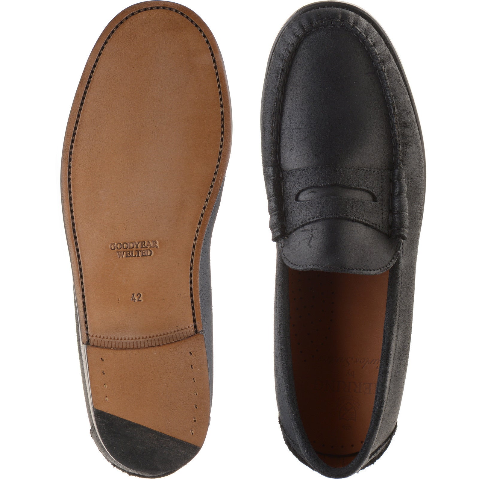 Product image for Herring Dart mens loafers in black waxy