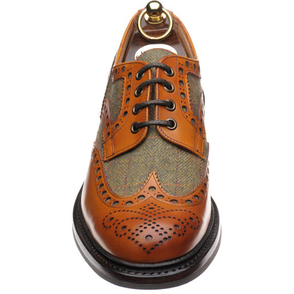Product image for Herring Dartmoor (Rubber) mens tweed rubber-soled brogues in moorland green tweed and chestnut calf