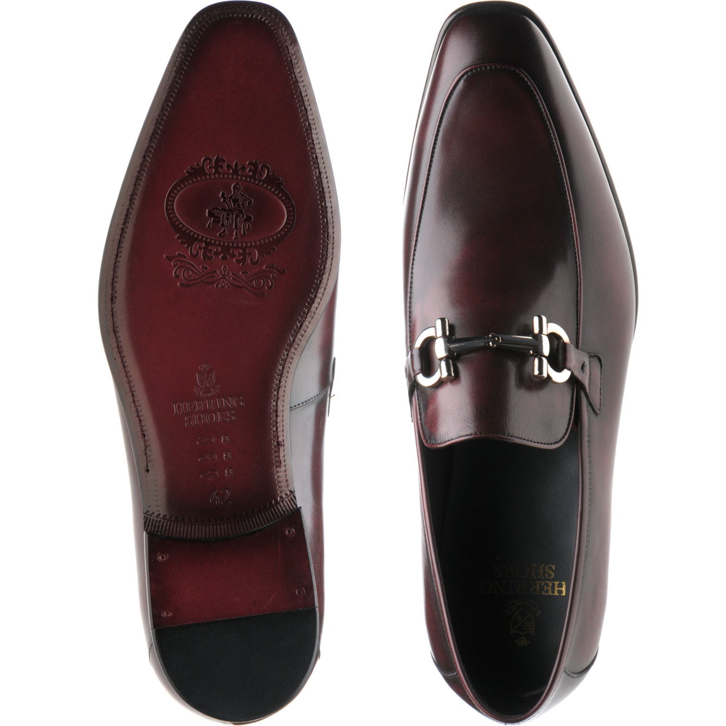 Product image for Herring Dillon mens loafers in burgundy calf (second)