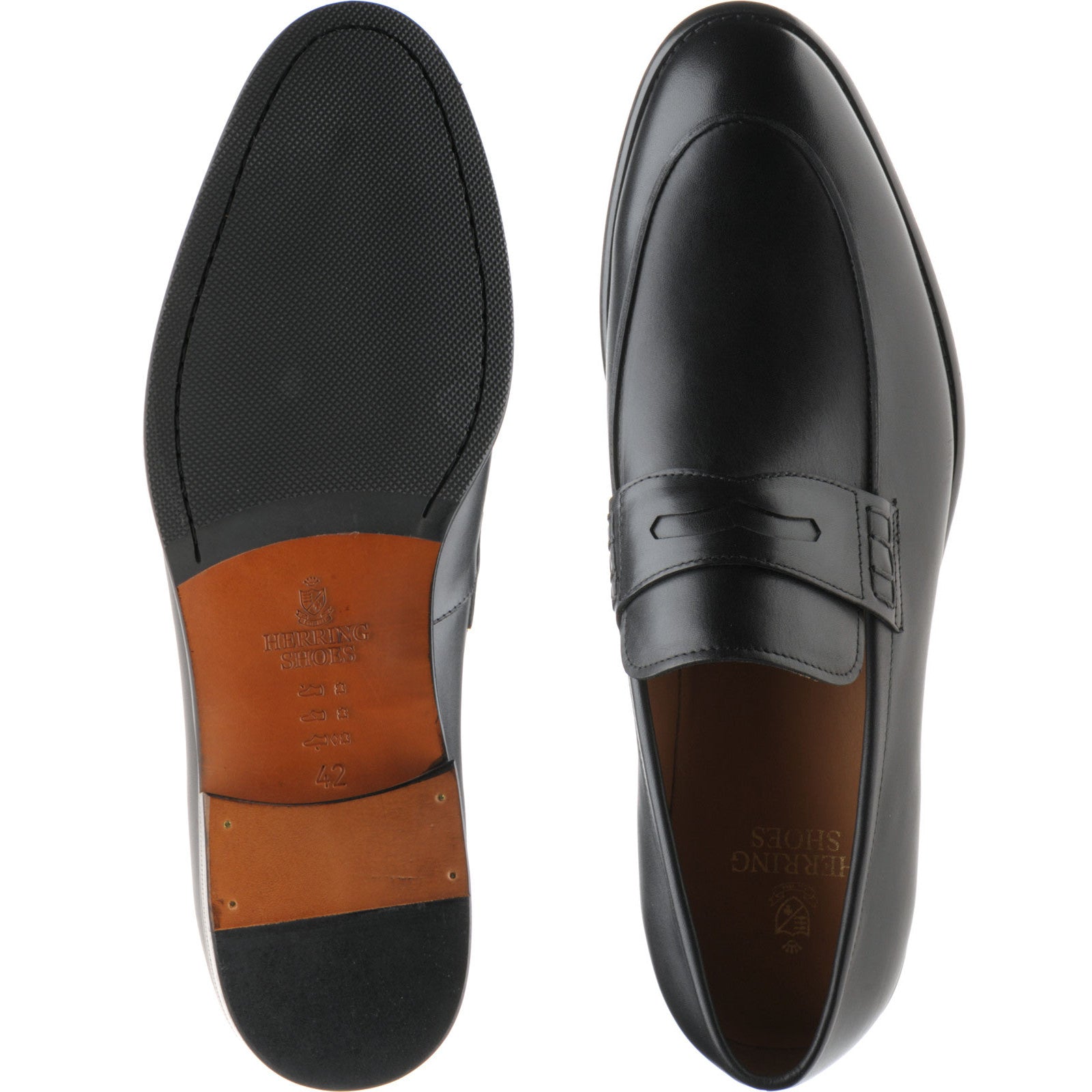 Product image for Herring Edmonton II mens hybrid-soled loafers in black calf (second)