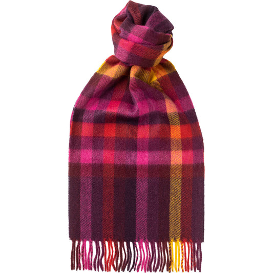 Product image for Herring Eildon Check Cashmere Scarf in pink cashmere
