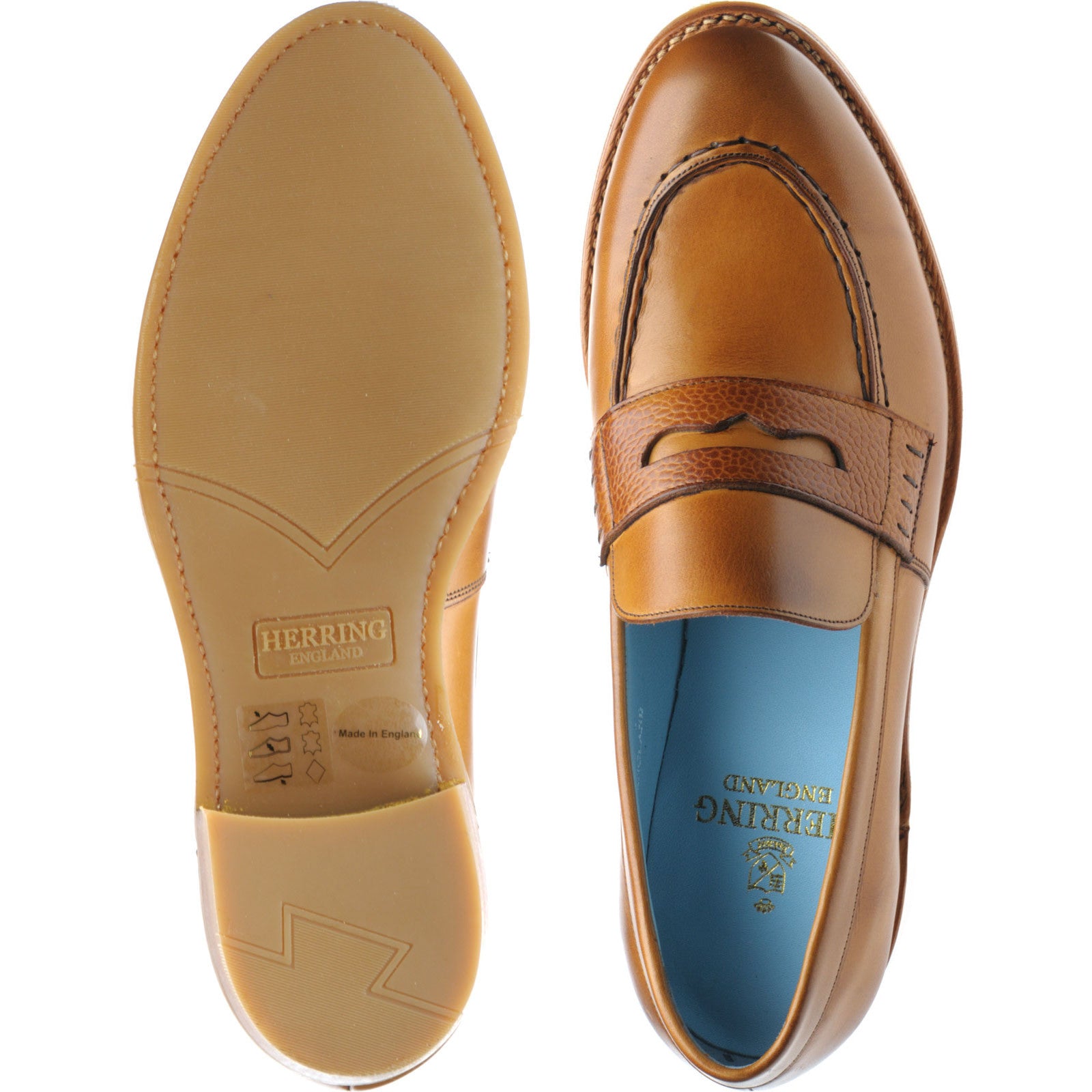 Product image for Herring Emma ladies rubber-soled loafers in cedar and grain calf