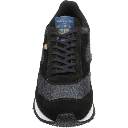 Product image for Herring Ensign Trainer mens rubber-soled trainers in black suede and grey tweed