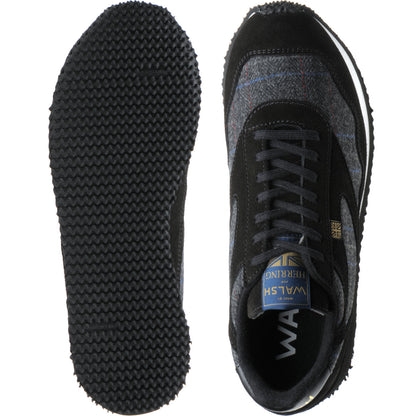 Product image for Herring Ensign Trainer mens rubber-soled trainers in black suede and grey tweed