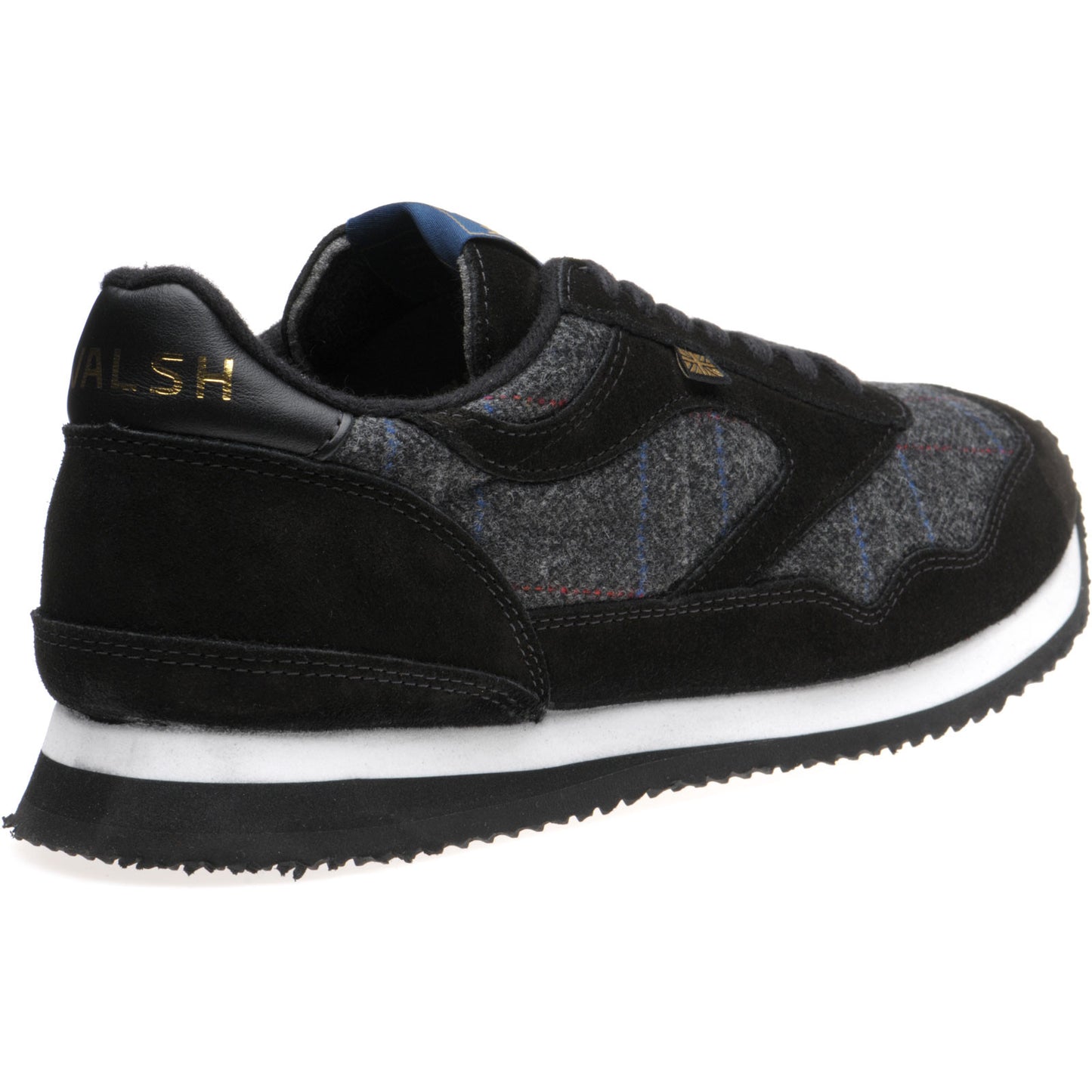 Product image for Herring Ensign Trainer mens rubber-soled trainers in black suede and grey tweed