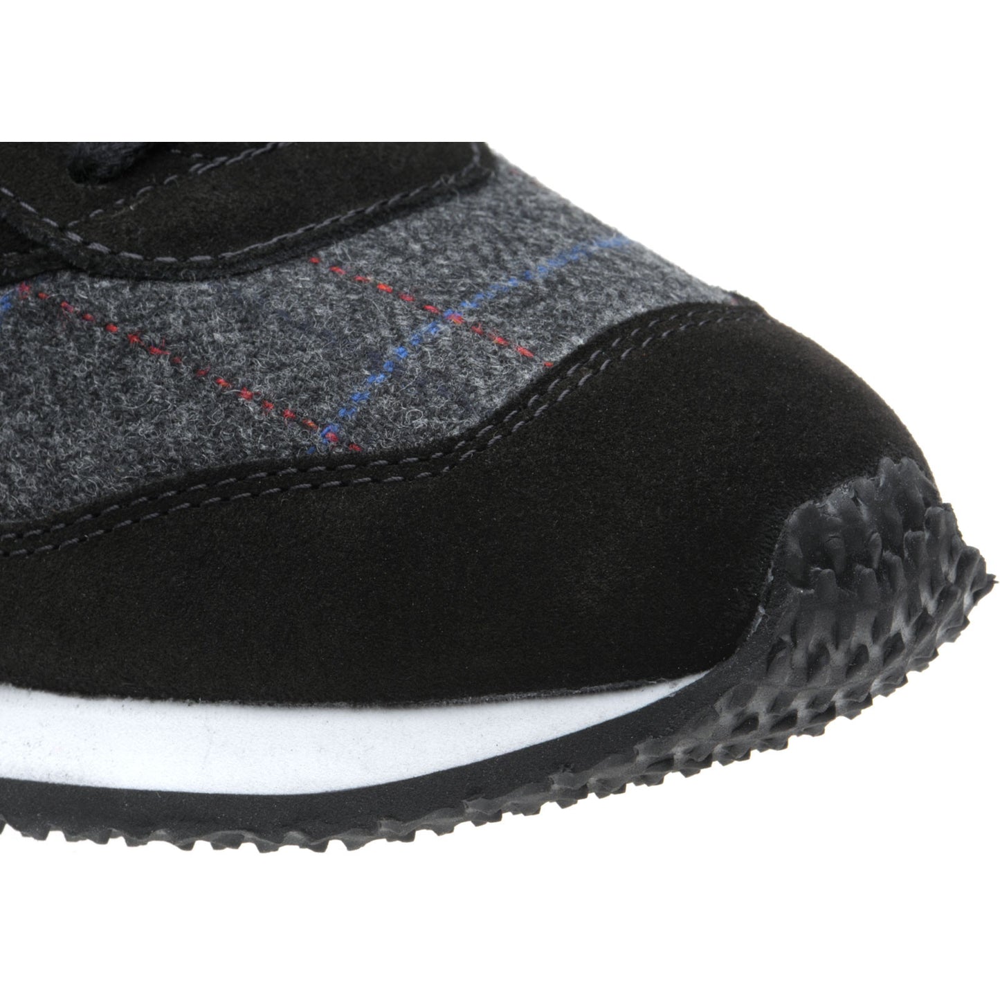 Product image for Herring Ensign Trainer mens rubber-soled trainers in black suede and grey tweed
