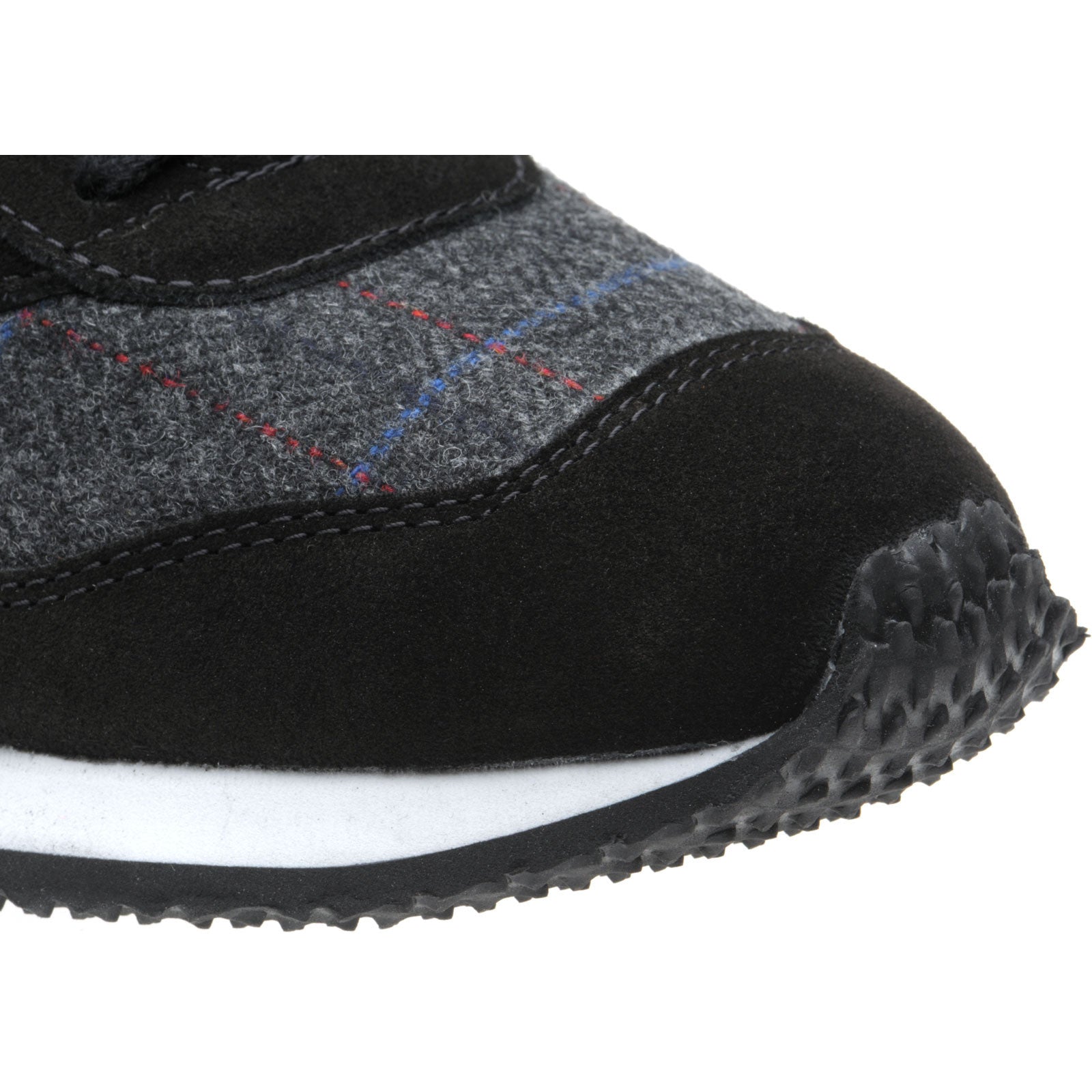Product image for Herring Ensign Trainer mens rubber-soled trainers in black suede and grey tweed