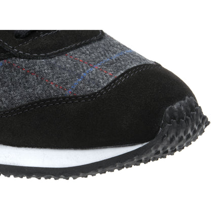 Product image for Herring Ensign Trainer mens rubber-soled trainers in black suede and grey tweed