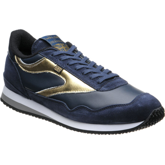Product image for Herring Ensign Trainer mens rubber-soled trainers in blue suede and navy calf