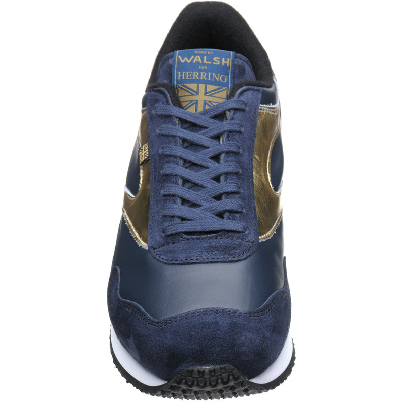 Product image for Herring Ensign Trainer mens rubber-soled trainers in blue suede and navy calf