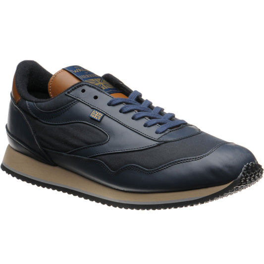 Product image for Herring Ensign Trainer mens rubber-soled trainers in navy calf and navy waxed cotton