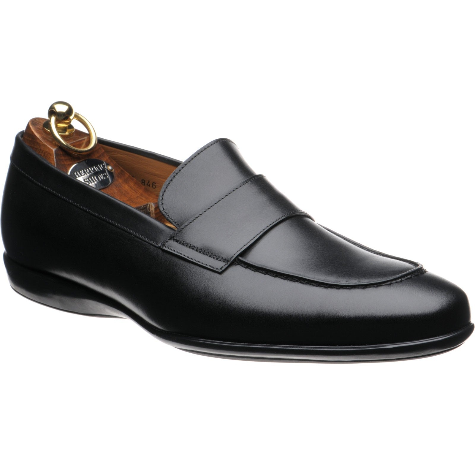 Product image for Herring Enzo mens rubber-soled loafers in black calf