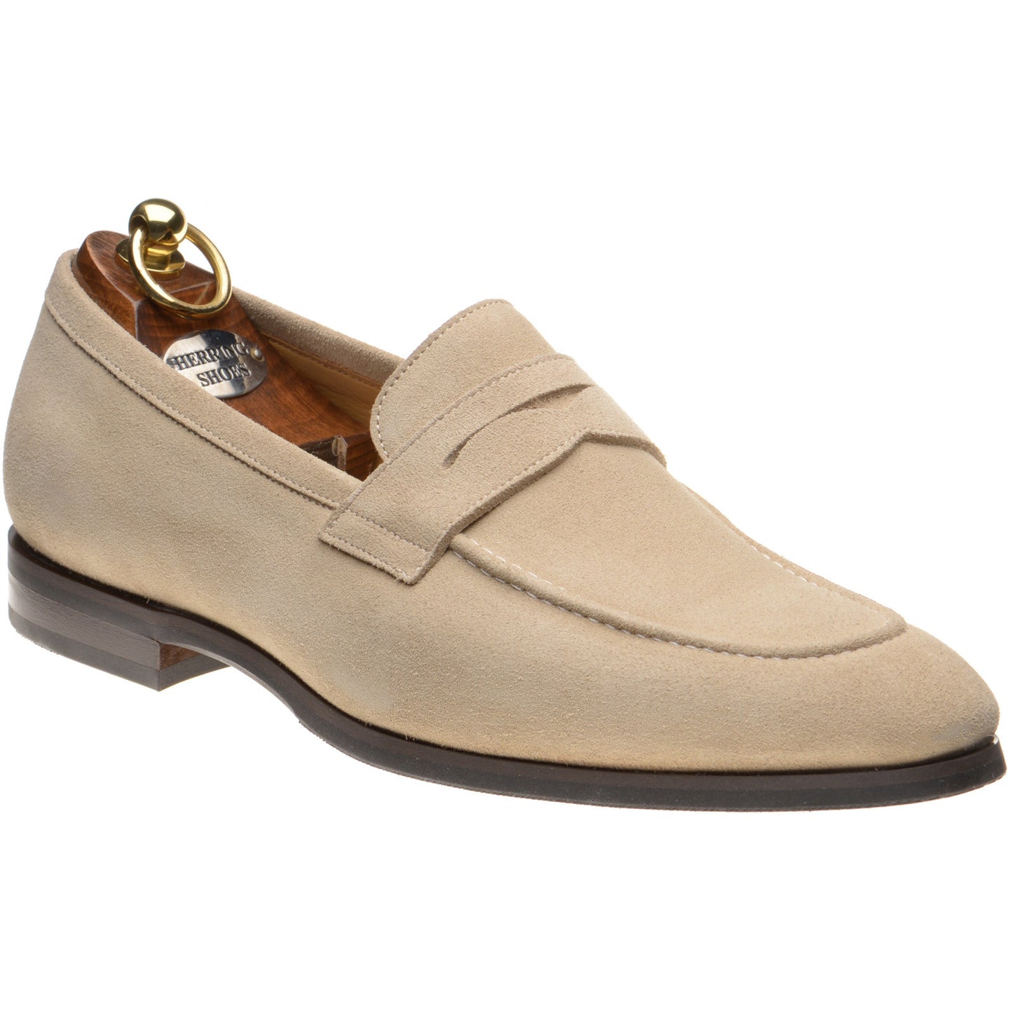 Product image for Herring Evora mens rubber-soled loafers in cream suede