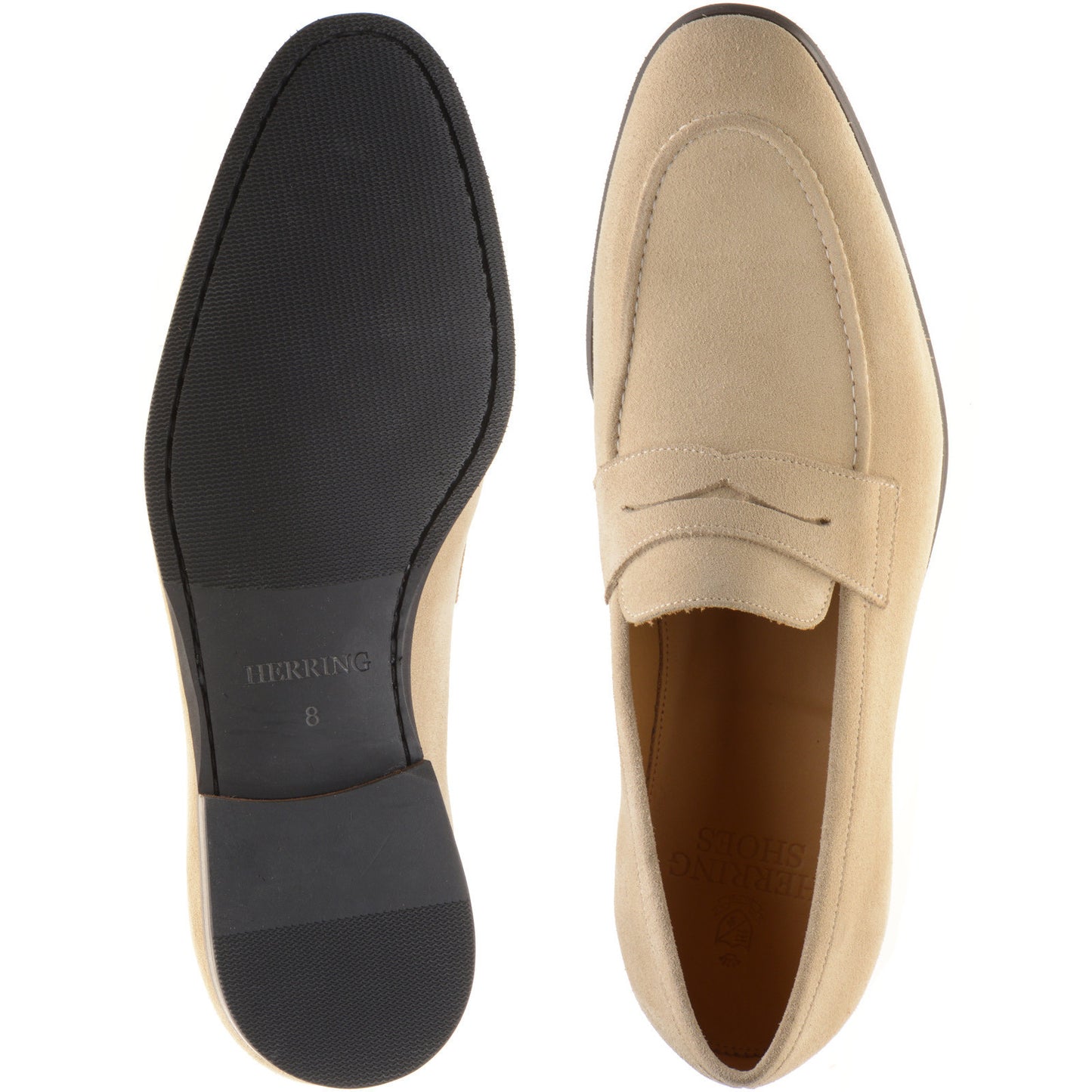 Product image for Herring Evora mens rubber-soled loafers in cream suede