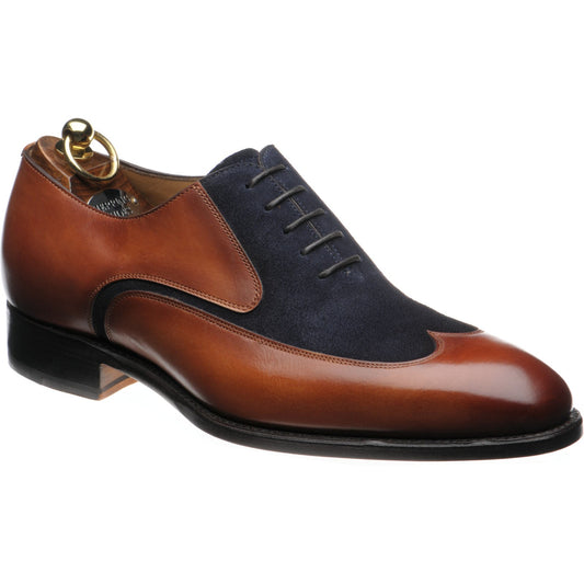 Product image for Herring Farnborough mens two-tone formal shoes in tan calf and navy suede