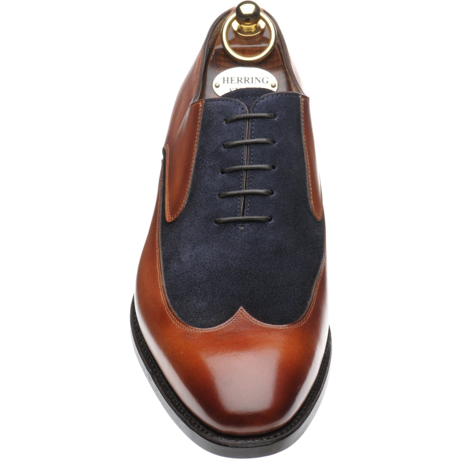 Product image for Herring Farnborough mens two-tone formal shoes in tan calf and navy suede