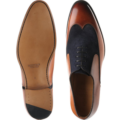 Product image for Herring Farnborough mens two-tone formal shoes in tan calf and navy suede