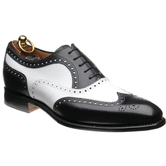 Product image for Herring Farnham mens two-tone brogues in black and white calf
