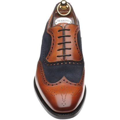 Product image for Herring Farnham mens two-tone brogues in chestnut calf and navy suede (second)